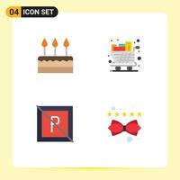 Modern Set of 4 Flat Icons and symbols such as cake trolley holiday full park Editable Vector Design Elements