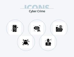 Cyber Crime Glyph Icon Pack 5 Icon Design. file. internet. mobile. eye. cyber vector