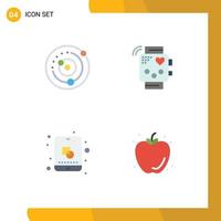 Group of 4 Flat Icons Signs and Symbols for orbit monitoring solar system device edit Editable Vector Design Elements