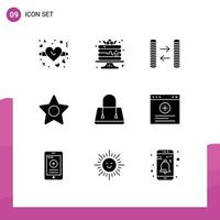 Modern Set of 9 Solid Glyphs and symbols such as internet purse exchange fashion studio Editable Vector Design Elements