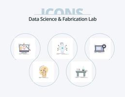 Data Science And Fabrication Lab Flat Icon Pack 5 Icon Design. datum. analysis. laboratory. processing. tools vector