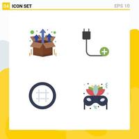 Pictogram Set of 4 Simple Flat Icons of bundle hash tag up cord ui Editable Vector Design Elements