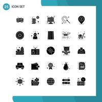 User Interface Pack of 25 Basic Solid Glyphs of offer clean breakfast cleaning buds Editable Vector Design Elements