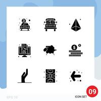 9 Universal Solid Glyphs Set for Web and Mobile Applications lamb finance design coaching shape Editable Vector Design Elements