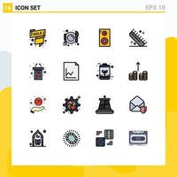 Flat Color Filled Line Pack of 16 Universal Symbols of presentation salon study hairdressing comb Editable Creative Vector Design Elements