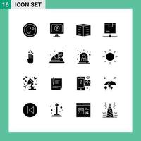 User Interface Pack of 16 Basic Solid Glyphs of four shipping city building product logistic Editable Vector Design Elements