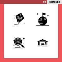4 Creative Icons Modern Signs and Symbols of fly search spring space garage Editable Vector Design Elements