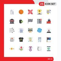 Mobile Interface Flat Color Set of 25 Pictograms of cardio prize bloom game award Editable Vector Design Elements