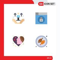 Modern Set of 4 Flat Icons Pictograph of user emotion support design hearts Editable Vector Design Elements