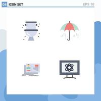 Group of 4 Flat Icons Signs and Symbols for mechanical user system weather card Editable Vector Design Elements