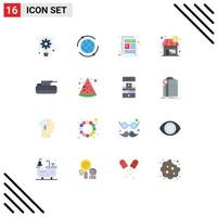 16 Universal Flat Colors Set for Web and Mobile Applications panzer cannon newspaper dollar shopping Editable Pack of Creative Vector Design Elements