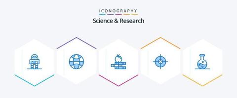 Science 25 Blue icon pack including . science. books. experiment. target vector