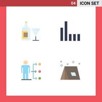 4 Thematic Vector Flat Icons and Editable Symbols of glass network wine signal male Editable Vector Design Elements