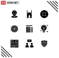 User Interface Pack of 9 Basic Solid Glyphs of calculator token straps coin bitcoin Editable Vector Design Elements