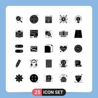 Group of 25 Solid Glyphs Signs and Symbols for funding crowdsale internet crowdfunding web Editable Vector Design Elements