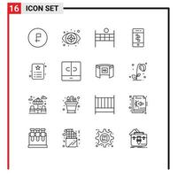 Mobile Interface Outline Set of 16 Pictograms of id technology target smartphone application Editable Vector Design Elements