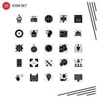 25 Thematic Vector Solid Glyphs and Editable Symbols of business add travel plus heart Editable Vector Design Elements