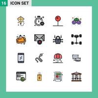 16 User Interface Flat Color Filled Line Pack of modern Signs and Symbols of board face mask pin mask carnival Editable Creative Vector Design Elements