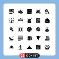 Group of 25 Modern Solid Glyphs Set for search imac server examine party Editable Vector Design Elements