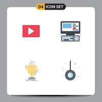 4 User Interface Flat Icon Pack of modern Signs and Symbols of youtube competitive player system edge Editable Vector Design Elements