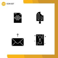 4 Solid Glyph concept for Websites Mobile and Apps file mail arrow holiday send Editable Vector Design Elements