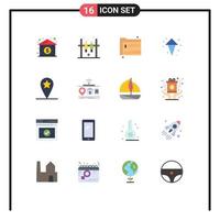 Set of 16 Vector Flat Colors on Grid for iot location files geo arrows Editable Pack of Creative Vector Design Elements