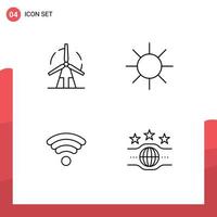 4 Universal Line Signs Symbols of clean wifi power logo belt Editable Vector Design Elements