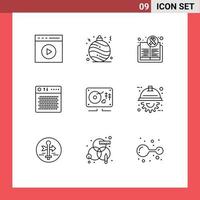 Stock Vector Icon Pack of 9 Line Signs and Symbols for portable device awareness audio health Editable Vector Design Elements