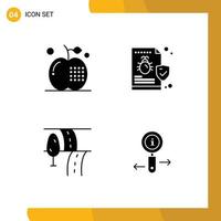 Pictogram Set of 4 Simple Solid Glyphs of apple virus food file route Editable Vector Design Elements