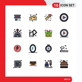 Stock Vector Icon Pack of 16 Line Signs and Symbols for marriage chapel celebration set basic Editable Creative Vector Design Elements