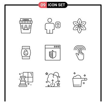 User Interface Pack of 9 Basic Outlines of browser easter profile bottle spring Editable Vector Design Elements