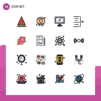 16 Universal Flat Color Filled Line Signs Symbols of cuboid text computer right pc Editable Creative Vector Design Elements