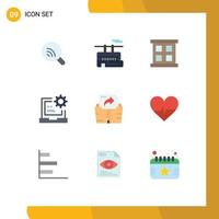 Set of 9 Modern UI Icons Symbols Signs for file html frame development coding Editable Vector Design Elements