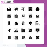 Modern Set of 25 Solid Glyphs and symbols such as favorite power bulb plug electric Editable Vector Design Elements
