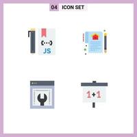Flat Icon Pack of 4 Universal Symbols of cloud contract development home web configuration Editable Vector Design Elements