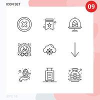 Pack of 9 Modern Outlines Signs and Symbols for Web Print Media such as setting season egg winter decoration Editable Vector Design Elements