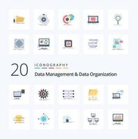 20 Data Management And Data Organization Flat Color icon Pack like files backup process data rack vector