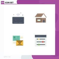 Editable Vector Line Pack of 4 Simple Flat Icons of barcode conversation things construction mail Editable Vector Design Elements