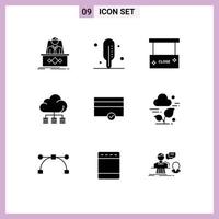 Set of 9 Modern UI Icons Symbols Signs for payment finance board technology server Editable Vector Design Elements