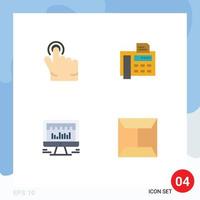 Modern Set of 4 Flat Icons Pictograph of click beat fax fax machine envelope Editable Vector Design Elements