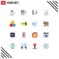 Set of 16 Vector Flat Colors on Grid for box report hobbies page document Editable Pack of Creative Vector Design Elements