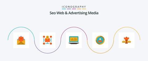 Seo Web And Advertising Media Flat 5 Icon Pack Including target. statistics. area. monitoring. graph vector