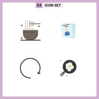 Group of 4 Flat Icons Signs and Symbols for cooking arrow meal card rotate Editable Vector Design Elements