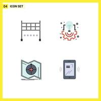 Modern Set of 4 Flat Icons and symbols such as finish explore bulb light navigate Editable Vector Design Elements