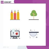 Set of 4 Modern UI Icons Symbols Signs for building business solution tree business development agriculture Editable Vector Design Elements