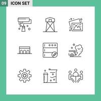 9 Thematic Vector Outlines and Editable Symbols of monument columns war architecture images Editable Vector Design Elements