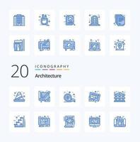 20 Architecture Blue Color icon Pack like plan map construction document scale vector