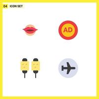 4 Thematic Vector Flat Icons and Editable Symbols of lips block face ad block dog Editable Vector Design Elements