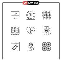 Universal Icon Symbols Group of 9 Modern Outlines of online elearning onward online harvest Editable Vector Design Elements