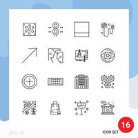 Set of 16 Modern UI Icons Symbols Signs for right romance train recharge heart Editable Vector Design Elements